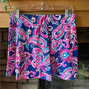 Lilly Pulitzer Delaynee High Rise Skort Multi Flitting About Paisley Pink Medium